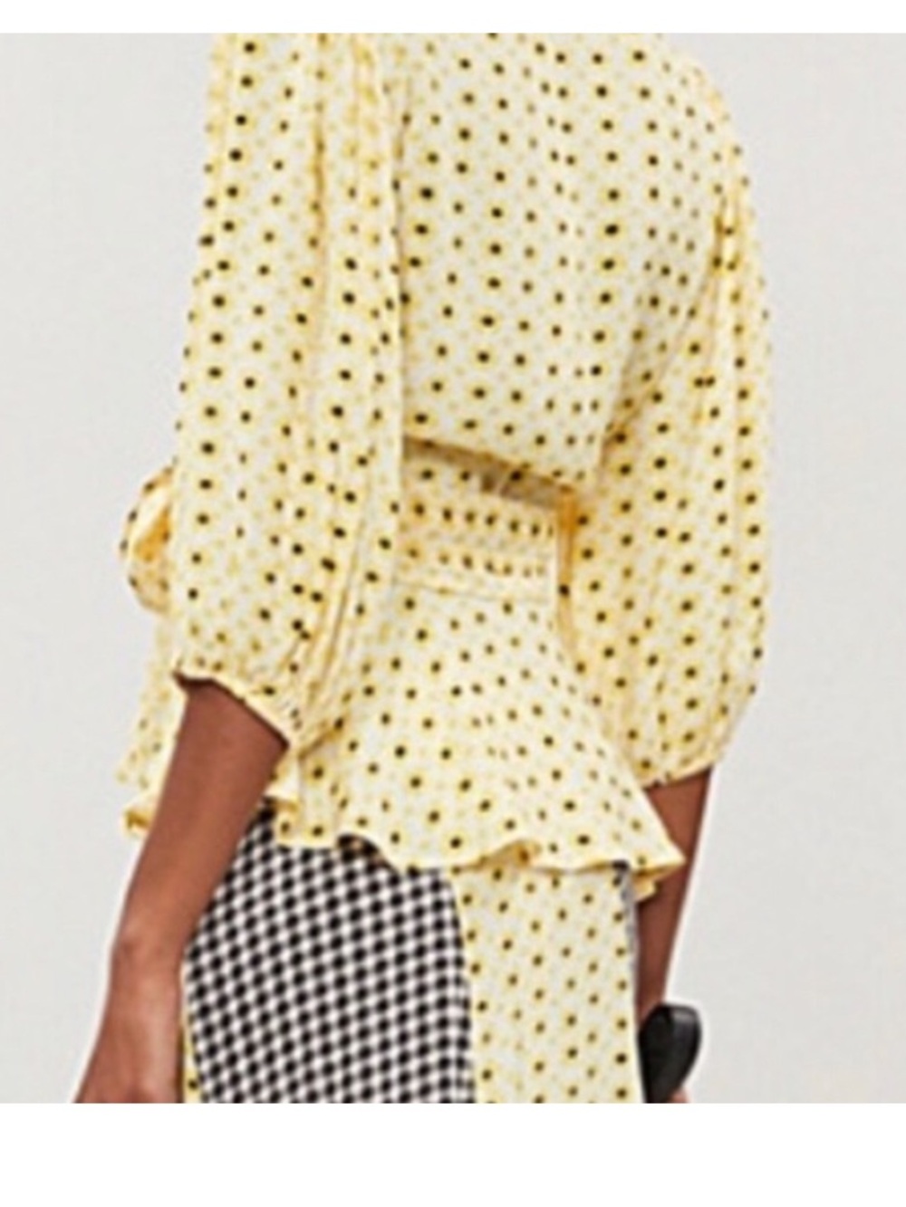 Ganni Yellow Floral Wrap Peplum Blouse - Picture 3 of 14